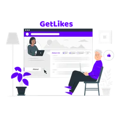 A person with a laptop looking over a social media profile page on a large screen