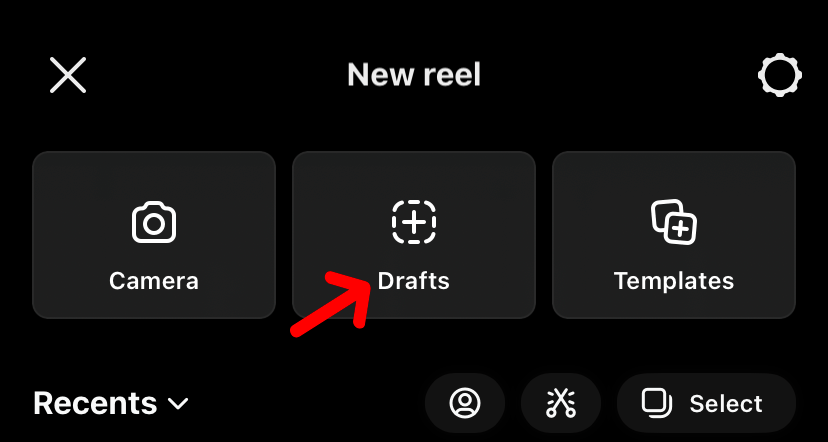 Instagram reel drafts