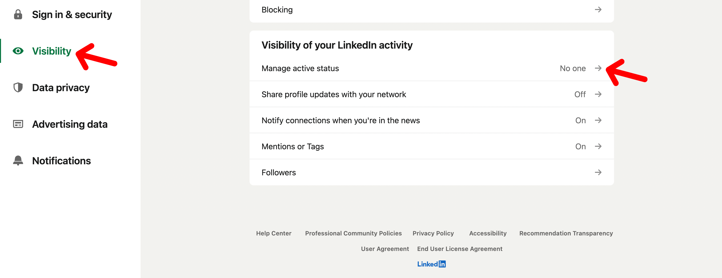 Disable green dot on linkedin