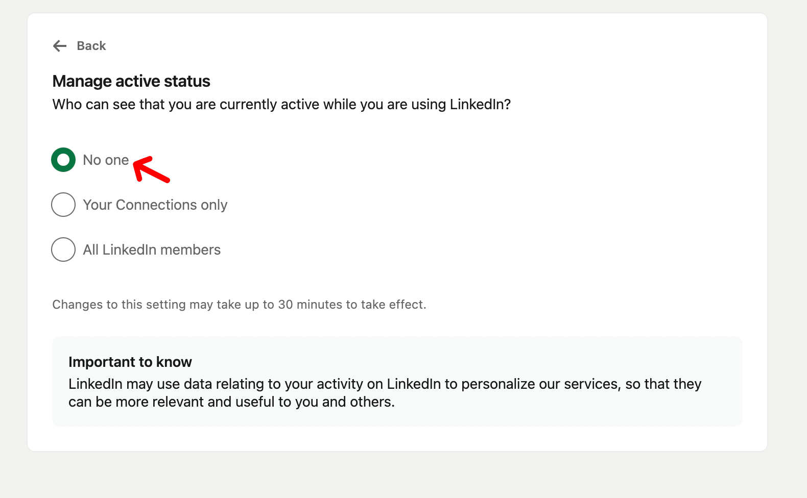 Turn off active status on linkedin